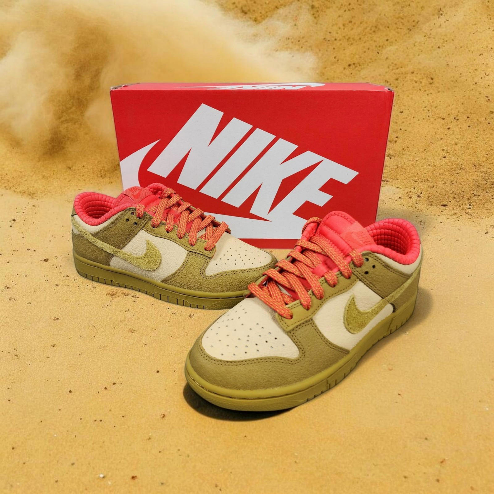 Nike Dunk Low Bronzie Sesame Picante Red SkuFq8897252 Size 12w Brand New